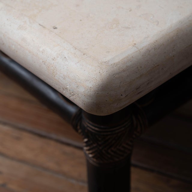 Shou Sugi Ban Bamboo and Stone Coffee Table, 1980s For Sale - Image 13 of 18