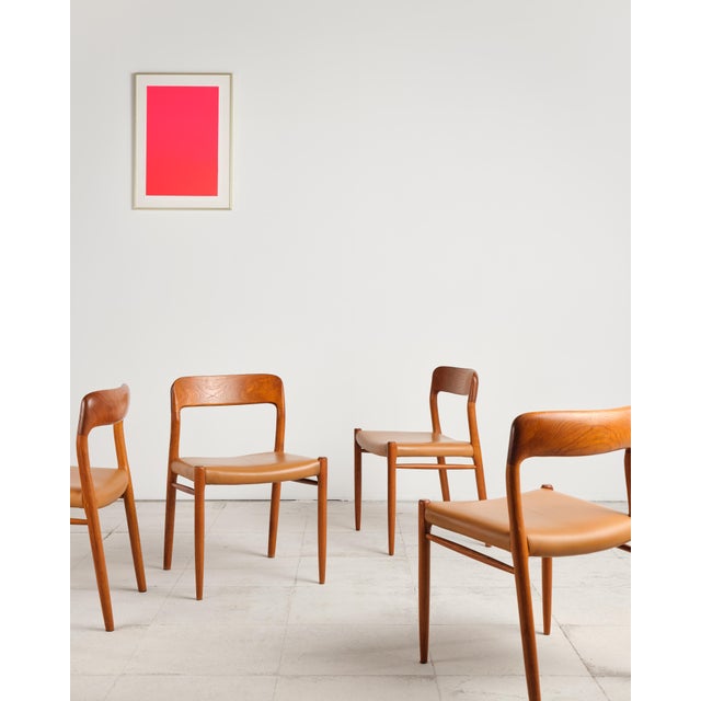 Mid-Century Modern Mid-Century Danish Model 75 Dining Chairs in Teak by Niels Møller for J.L. Møllers, 1950s, Set of 4 For Sale - Image 3 of 17