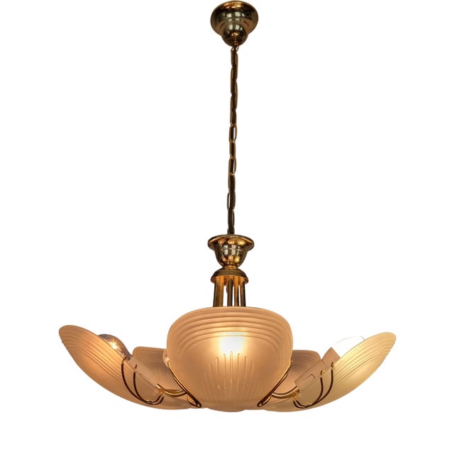 Reijmyre Pendant in Brass with Clam-Shaped Glass, 1980s For Sale