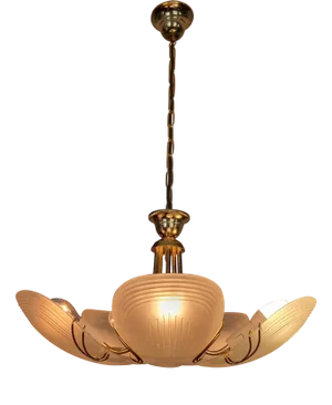 Reijmyre Pendant in Brass with Clam-Shaped Glass, 1980s