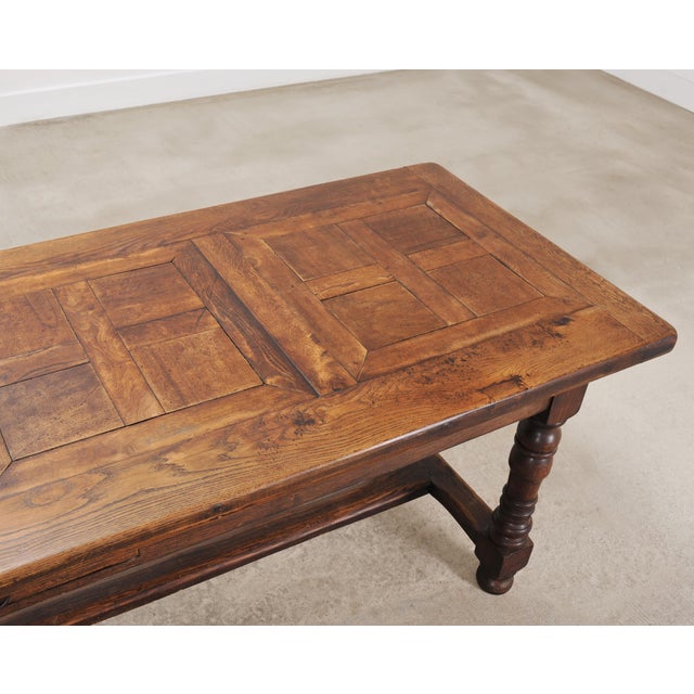 Wood Country French Oak Parquetry-Top Farmhouse Dining Table 8 Ft For Sale - Image 7 of 18