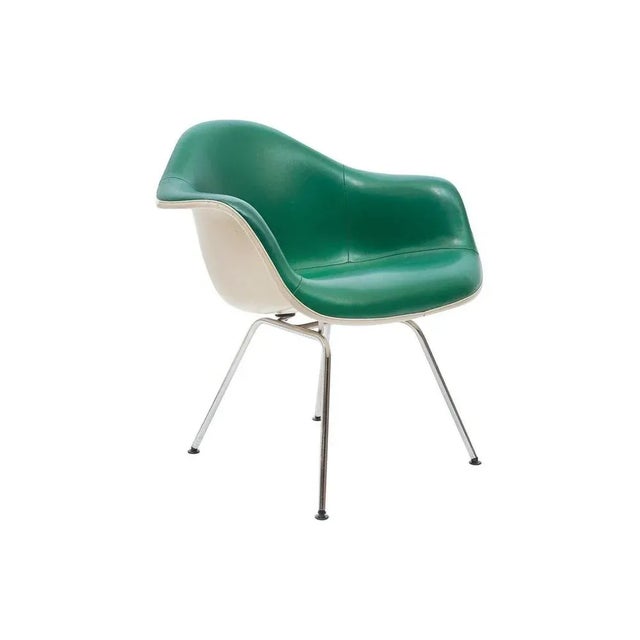 Green Mid-Century Modern Green Leather Dax Chair by Charles & Ray Eames for Herman Miller, 1960s For Sale - Image 8 of 8