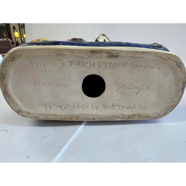 Gold The Literary Lion by B. McLaughlin 1950 Touchstone Ceramic Sculpture Figurine For Sale - Image 8 of 12