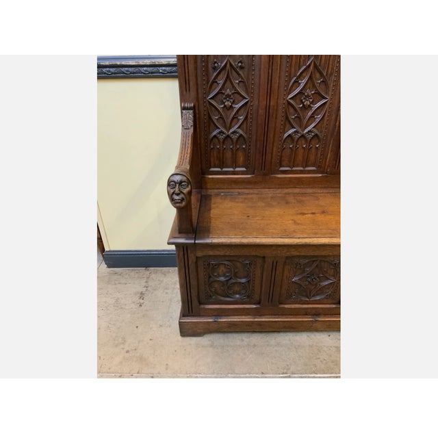Wood Antique Neo-Gothic Sensational Chest Bench, 1880 For Sale - Image 7 of 14