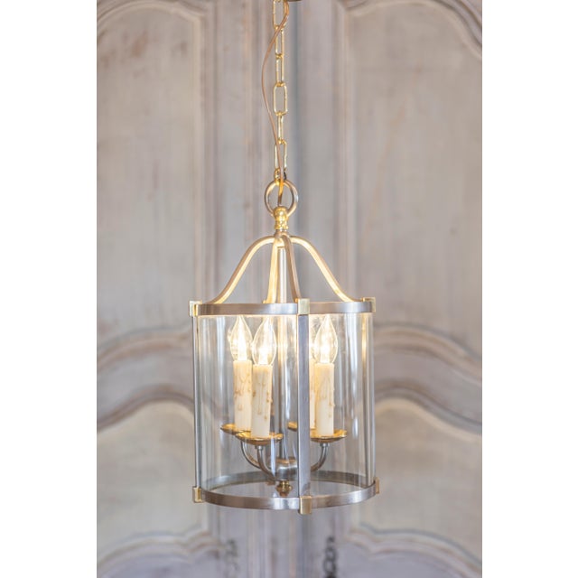 French Sophisticated 20th Century French Brass and Nickel Lantern For Sale - Image 3 of 7
