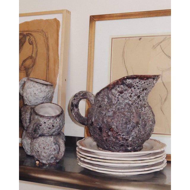 1970s c.a.s. Vietri Fat Lava Ceramic Mug and Pitcher Set, 12 Pieces For Sale - Image 11 of 18