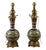 Electrified Kerosene Lamps in Glazed Earthenware with Gilt Bronze Mounts and Geometric Decor from Longwy, Late 19th Century, Set of 2 For Sale