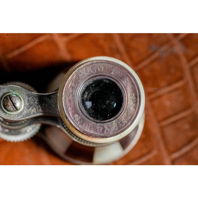 Purple Beautiful Chrome Striped Purple and White Mother of Pearl Antique Victorian Opera Glasses With Leather Case For Sale - Image 8 of 16