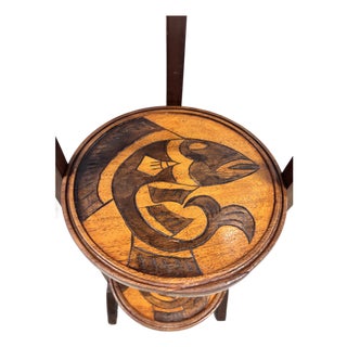 Vintage Three Tier Folding Plant Stand With Koi Design For Sale