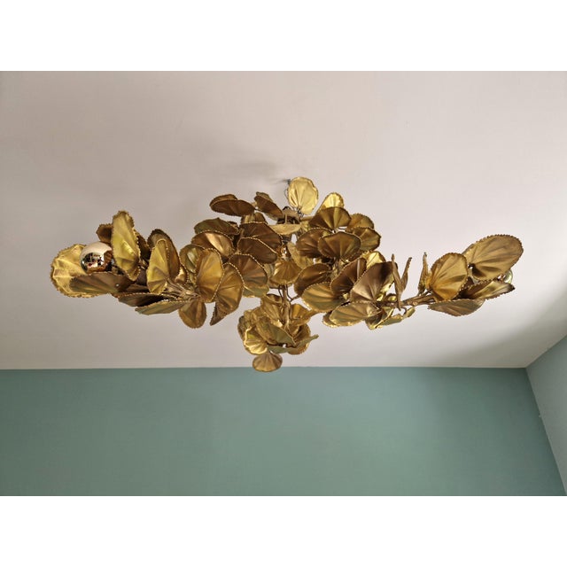 Large Brutalist Brass Chandelier with Floral Decoration, 1970s For Sale - Image 12 of 18