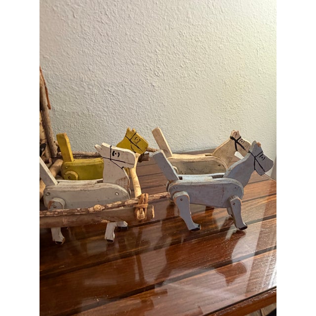 1940s Vintage 1940s Adirondack Western Twig and Bark Handmade Covered Wagon Folk Art With Four Handcarved Wooden Horses and Two Drivers Figures For Sale - Image 5 of 12