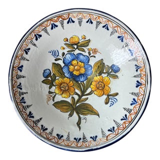 Vintage Hand-Painted Wall or Centerpiece Bowl-Spain For Sale