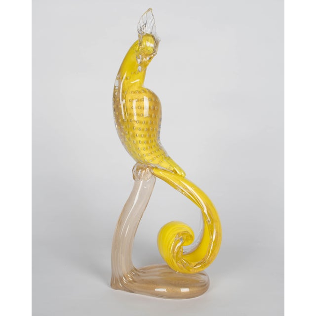 Vintage Murano Glass Parrot Sculpture by Alfredo Barbini, 1950s For Sale - Image 9 of 18