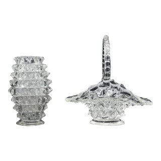 Set of 2 Ercole Barovier Rostrato Murano Italian Glass Vase for Barovier & Toso For Sale