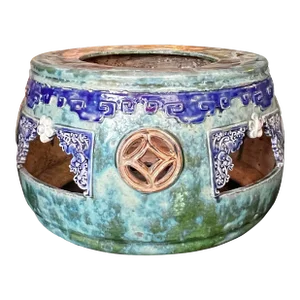 Chinese Oriental Ceramic Turquoise Green Round Display Stand
