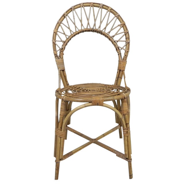 Bamboo Dining Table Chair, 1950s For Sale