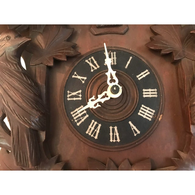 Metal Carved Large Cuckoo Clock with Birds, 1940s For Sale - Image 7 of 18