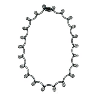 White Diamond Necklace in 18k White Gold & Black Rhodium For Sale