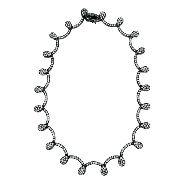 White Diamond Necklace in 18k White Gold & Black Rhodium For Sale