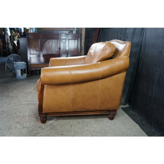 Vintage Rapallo Oversized Leather Club Lounge Reading Library Armchair 45" For Sale - Image 10 of 18