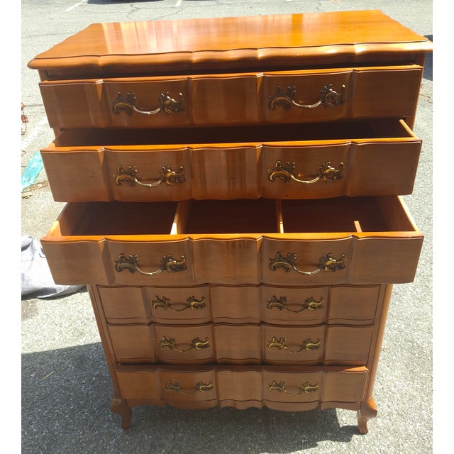 Mid 20th Century Permacraft Provincial Style Cherry Chest on Chest of Drawers For Sale - Image 13 of 14