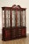 High Quality American Made Mahogany Breakfront Display Bookcase with Carved Scrollwork Pediment, Four Glazed Doors Opening...