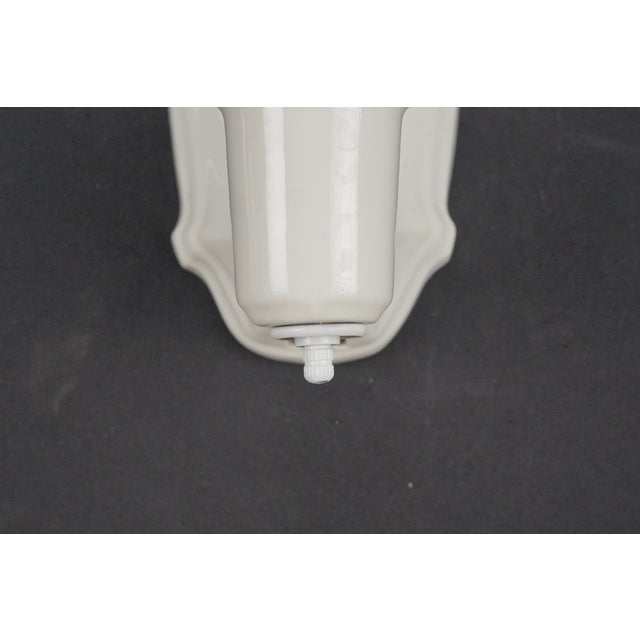 White Mid 20th Century Restored Traditional White Ceramic Wall Sconces - a Pair For Sale - Image 8 of 9