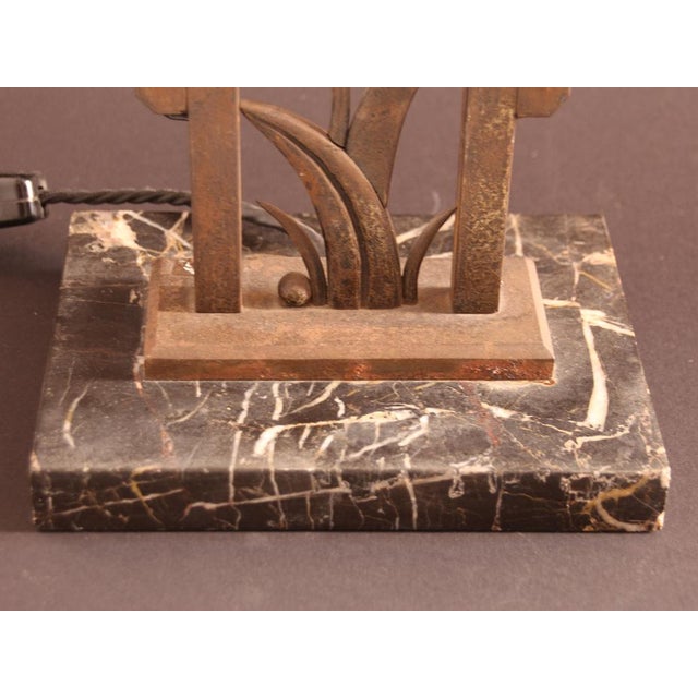 Black Art Deco Marble and Wrought Iron Table Lamp, 1920s For Sale - Image 8 of 14