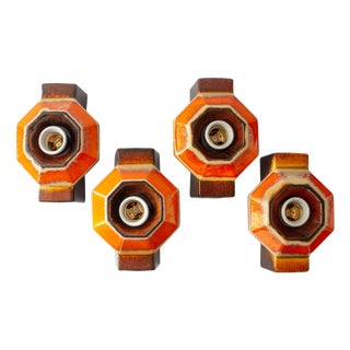 Vintage Ceramic Sconces attributed to Pan Hustadt Leuchten, 1970s, Set of 4 For Sale