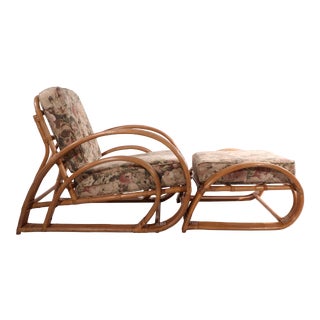 Chic Bamboo Chair and Ottoman After Frankl For Sale