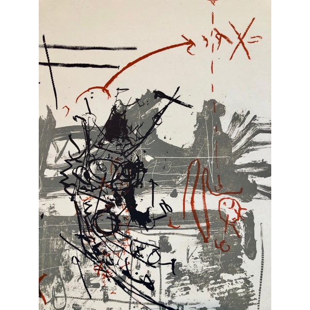 Modern Igael Tumarkin, Israeli Tumarkin Abstract Modernist Graffiti Art Lithograph Print "Broken Hour", c.1959 For Sale - Image 3 of 5