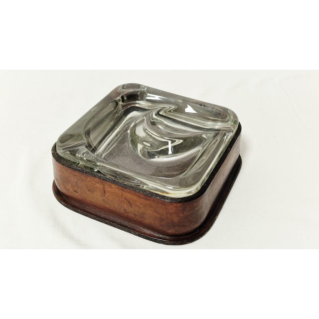Mid-Century Leather and Glass Ashtray for Cigars and Pipes, Italy, 1970s For Sale - Image 4 of 9