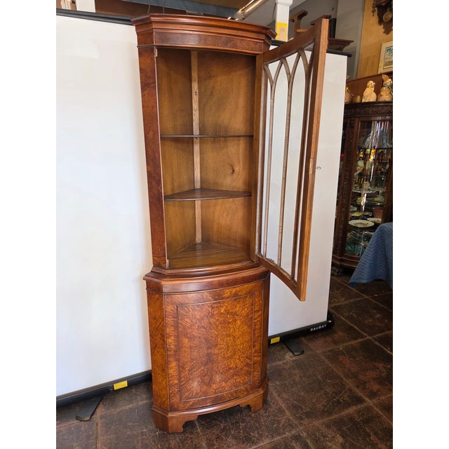 1940s Late 20th Century Chippendale Gothic Small Carpathian Burl Elm Cupboard Corner Cabinet For Sale - Image 5 of 10
