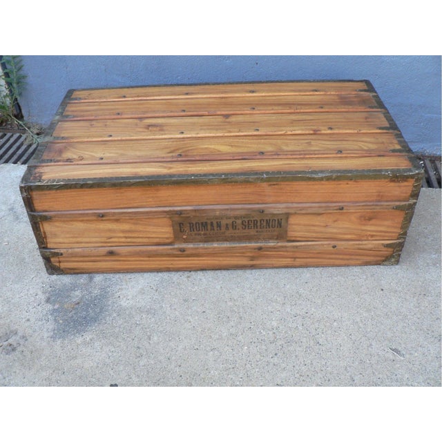 Antique Wooden Travel Trunk For Sale - Image 9 of 14