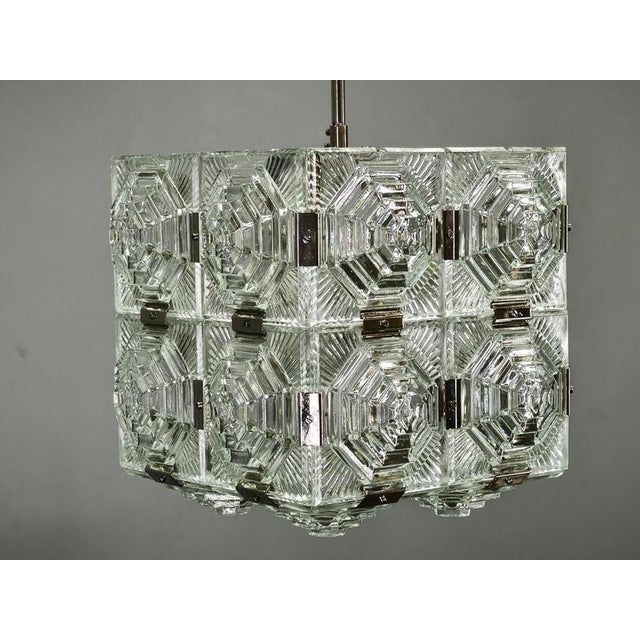 Brutalist Brutalist Glass Cube Pendant by Kamenický Šenov, 1970s For Sale - Image 3 of 12