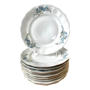 Karolina Porcelain Bluebell Floral Dinner Plate - Set of 10, Poland