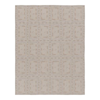 Rug & Kilim’s Scandinavian-Inspired Rug in Beige With Geometric Grid For Sale