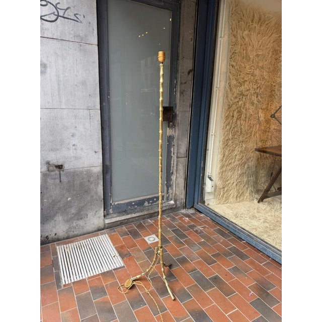 Triple Bronze Faux Bamboo Floor Lamps by Maison Bagues, 1950 For Sale - Image 14 of 17