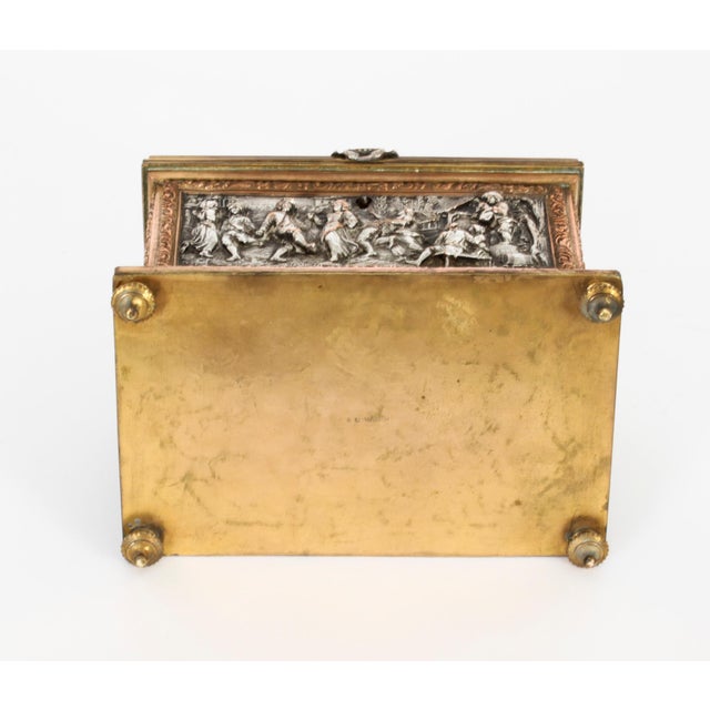 Antique French Silvered and Gilted Copper Jewellery Casket Box from AB Paris For Sale - Image 17 of 18