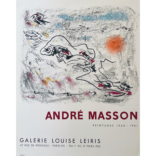 Surrealism André Masson, French Abstract Surrealist Vintage Lithograph Mourlot Poster Andre Masson, 1962 For Sale - Image 3 of 7