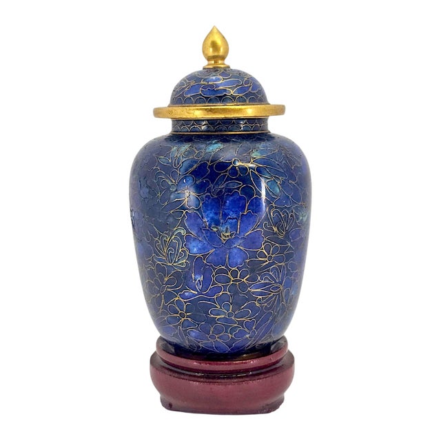 Late 1960s–1970s Jingfa Beijing Cloisonné Ginger Jar With Stand For Sale - Image 11 of 14