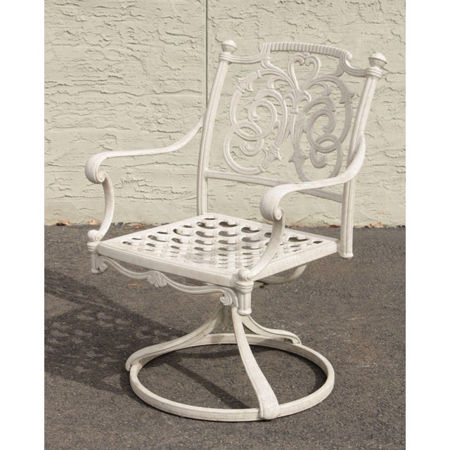 1990s Hanover Garden Patio Cast Aluminum Swivel Chairs A Pair Chairish