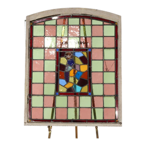Antique Arts & Crafts Leaded Stained Glass Window C1920