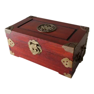 Mid 20th Century Rosewood and Brass Chinese Campaign Box