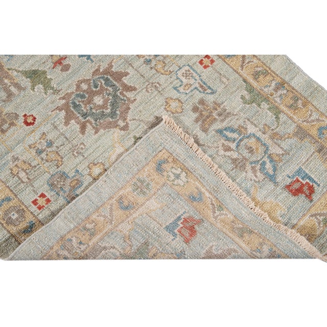 3 X 19 Blue Modern Sultanabad Wool Runner For Sale In New York - Image 6 of 13