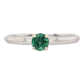 Emerald Ring in Solid 14k Gold | Round 4mm | Solitaire Ring | May Birthstone For Sale