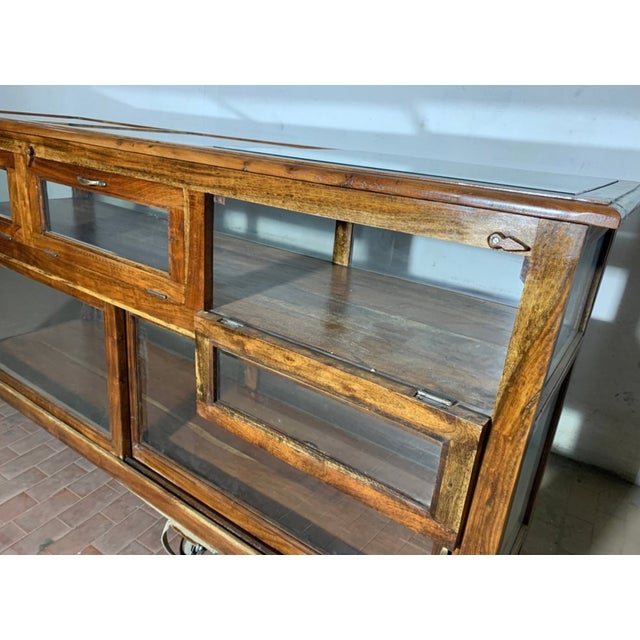 Brown Vintage Exhibitor Counter in Teak For Sale - Image 8 of 13