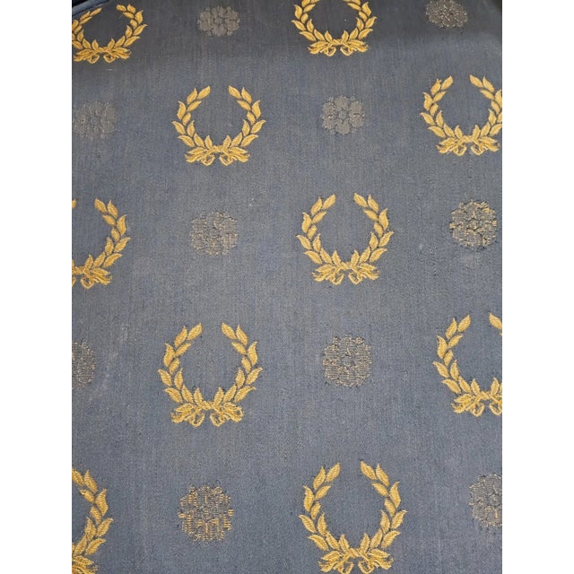 Late 20th Century Pair of Charles Stewart Club Chairs Prussian Blue Napoleonic Tufted Fabric For Sale - Image 11 of 12