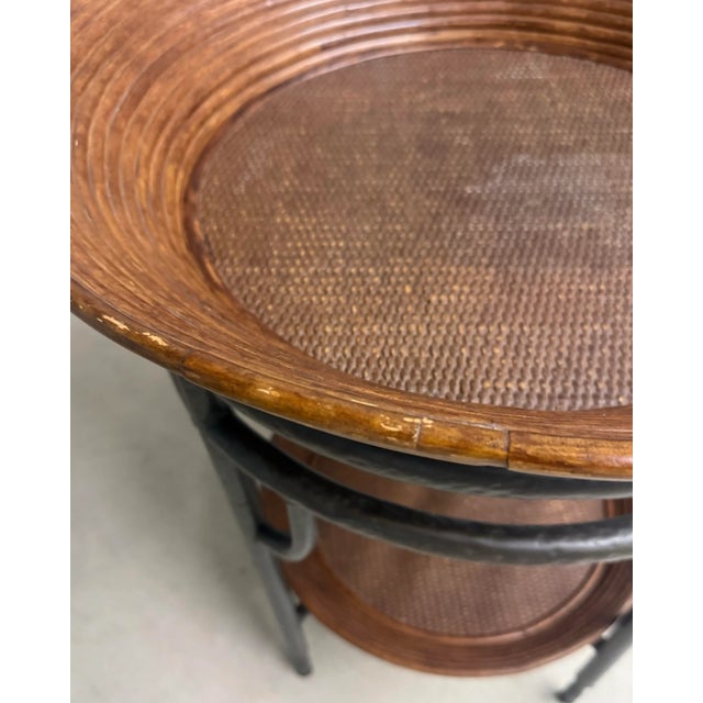 Vintage Crespi Style Split Reed Rattan Tray Table For Sale - Image 11 of 12