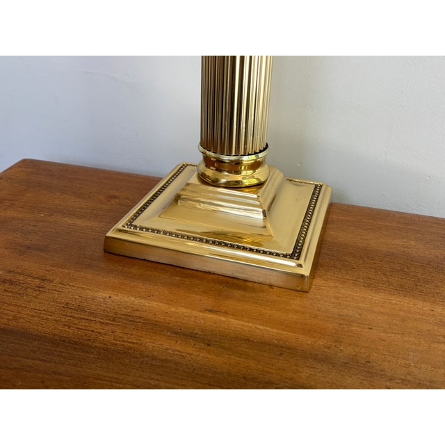 Metal 1980s Neoclassical Brass Corinthian Column Table Lamp For Sale - Image 7 of 10